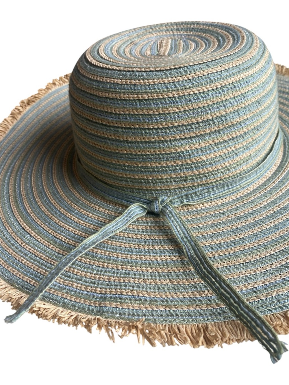 Wide Brim Sun Hat , Striped, Fringe , Floppy Brim , Resort , Vacation, Summer